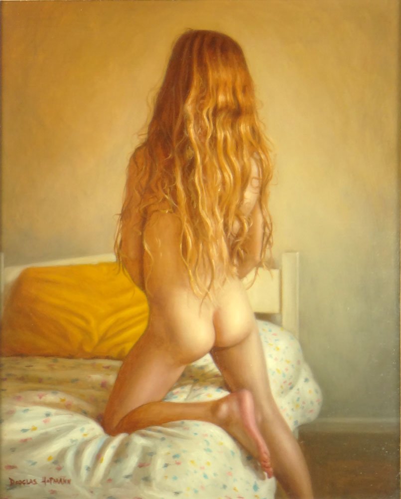 Douglas William Hofmann, American (born 1945) Oil on: Douglas William Hofmann, American (born 1945) Oil on Masonite "Jessica". Signed Lower Left, Titled en verso. Good Condition or Better. Measures 20 Inches Tall and 16 Inches Wide, Frame Measures 27 Inc