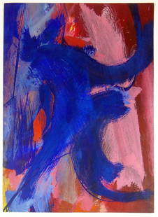 Seymour Franks, American (1916-1981) Abstract Gouache: Seymour Franks, American (1916-1981) Abstract Gouache on Paper. Signed. Minor Tears to Edges Otherwise Good Condition. Measures 24 Inches Tall and 17-1/4 Inches Wide. Shipping $48.00