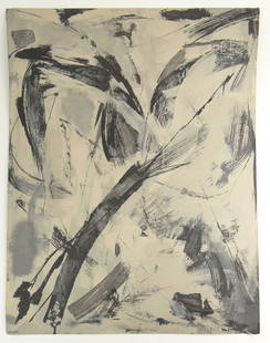 Seymour Franks, American (1916-1981) Abstract Gouache: Seymour Franks, American (1916-1981) Abstract Gouache on Paper. Signed. Minor Tears to Edges Otherwise Good Condition. Measures 26 Inches Tall and 19-3/4 Inches Wide. Shipping $48.00