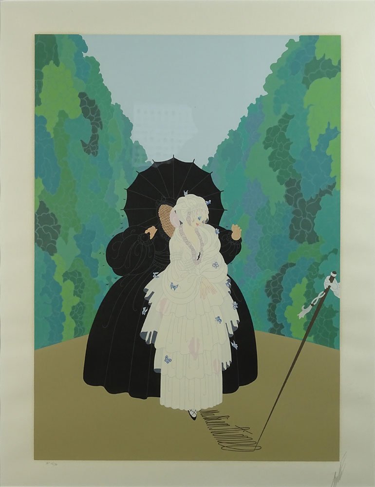 ErtÃ©, French (1892-1990) Lithograph, "Ma Bien Aimee".: ErtÃ©, French (1892-1990) Lithograph, "Ma Bien Aimee". Pencil Signed, Numbered AP 48/50. Minor Toning Otherwise Good Condition or Better. Measures 26 Inches Tall and 18-3/4 Inches Wide, Frame Measur