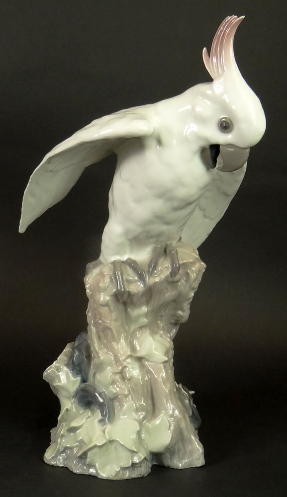 Large B & G Porcelain Bird Figurine "Cockatoo" Signed B: Large B & G Porcelain Bird Figurine "Cockatoo" Signed B & G On Bottom Inside. Good Condition. Measures 16-1/2 Inches Tall, 9-1/2 Inches Wide. Shipping $115.00