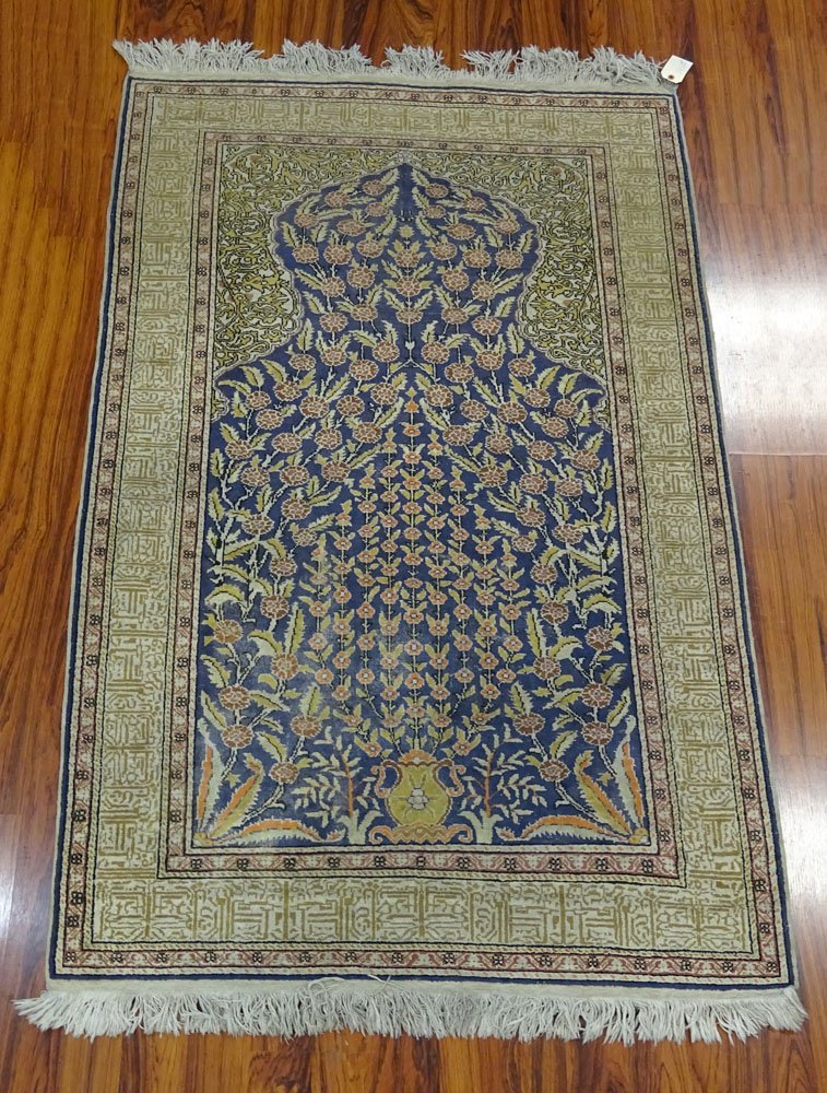 Semi-Antique Persian Prayer Rug. Unsigned. Some Fading: Semi-Antique Persian Prayer Rug. Unsigned. Some Fading and Light Wear or in Good Condition. Measures 46-3/4 Inches by 74-1/2 Inches. Shipping $85.00