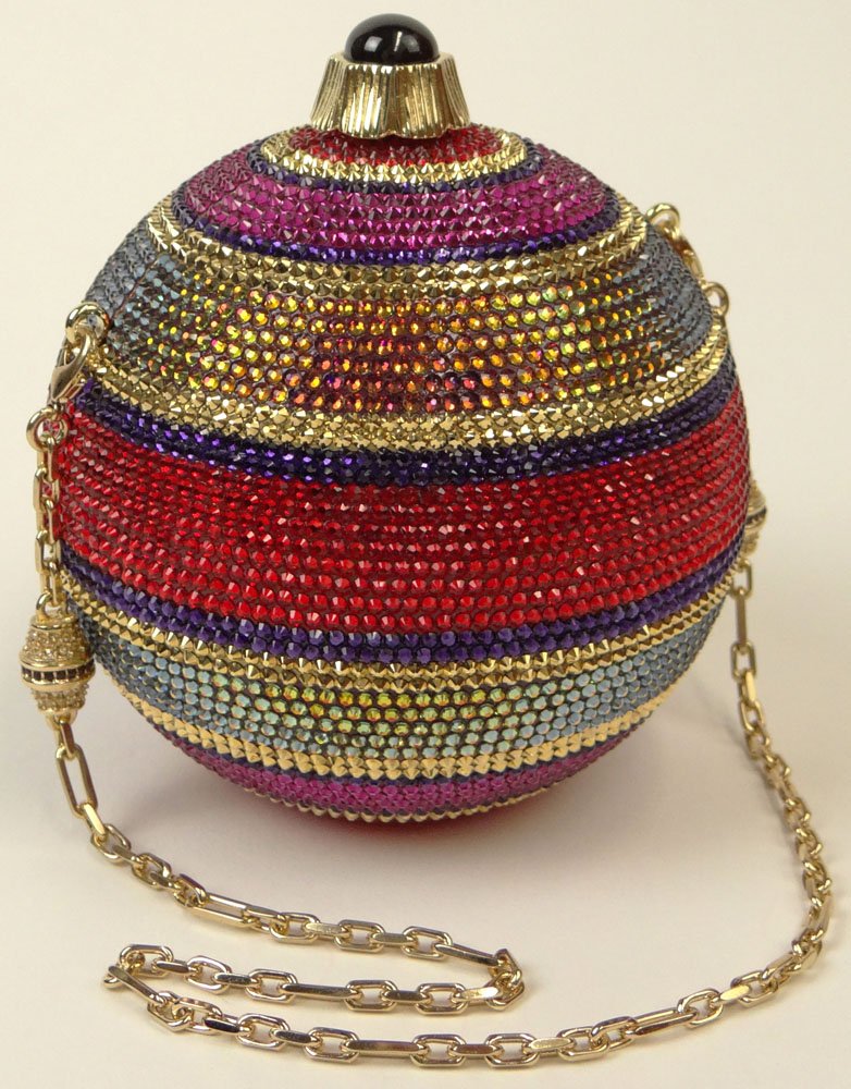 Brand New Judith Leiber Holiday Noel Multi-color Sphere: Brand New Judith Leiber Holiday Noel Multi-color Sphere Ornament MinaudiÃ¨re Clutch Evening Bag with Napa Leather Lined Interior and 19 Inch Removable Chain Shoulder Strap Tucked Away Inside Bag. Ha