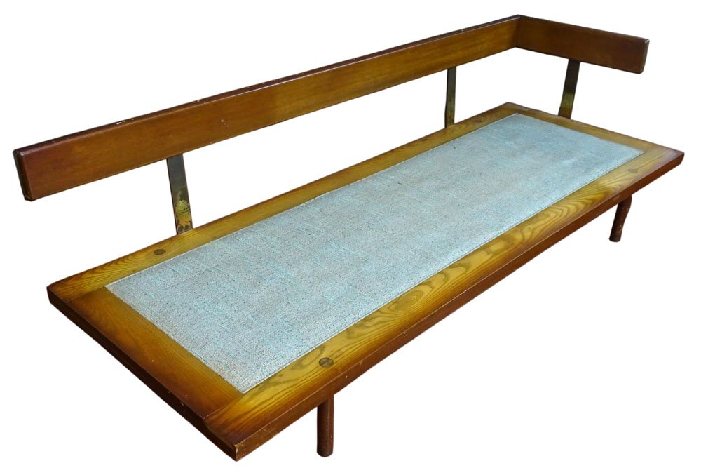Vintage Harvey Probber Daybed. Mahogany Frame with: Vintage Harvey Probber Daybed. Mahogany Frame with Backrest and Decorative Brass Fittings. Unsigned Patinated finish From Age, Wear, Scuffs. Not Being Sold with cushions, however they are available af