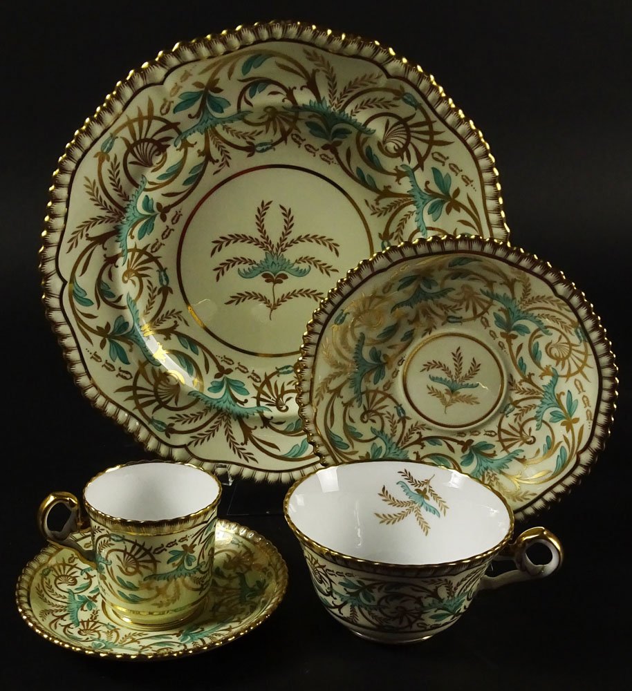 Sixty (60) Piece Spode Dessert Set. Pattern Y6916.: Sixty (60) Piece Spode Dessert Set. Pattern Y6916. Signed "Reproduction of a Spode Pattern Period A.D. 1815" Spode Copeland China England Tiffany & Co. New York. This Set Includes 12 Each Plates, 9 In