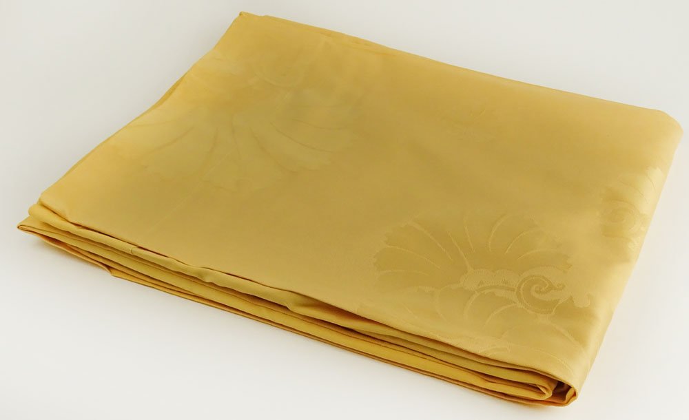 Christofle Gold Tablecloth. 100% Cotton. Signed: Christofle Gold Tablecloth. 100% Cotton. Signed Christofle (label), Made In Italy. As New Condition. In original Box. Measures 71 Inches by 71 Inches. Shipping $65.00