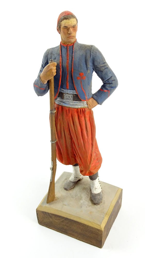 Clement H. Donshea, American (1891-1970) Original: Clement H. Donshea, American (1891-1970) Original Single Wood Carving Figure "Louisiana Zouave 1861" Signed and inscribed 'Original Wood Carving by Clement H. Donshea' (on the base). Good Condition. M