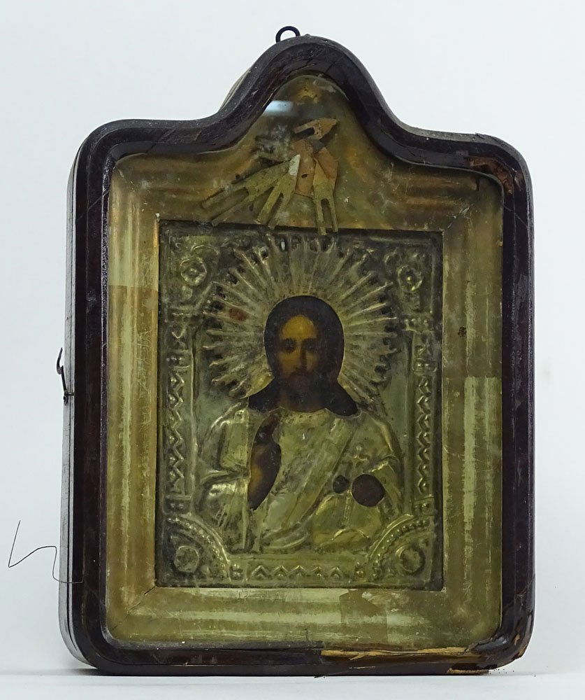 18/19 Century Orthodox Icon in Original Wood and Glass (1 of 4)