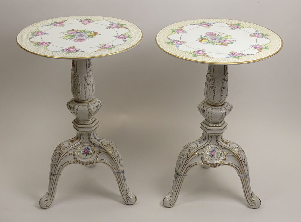 Pair Vintage Dresden Hand Painted Porcelain Occasional (1 of 3)