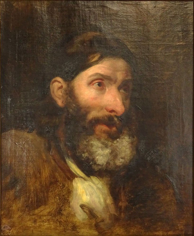 19th Century Oil on Canvas, Man with Beard. Unsigned. (1 of 3)