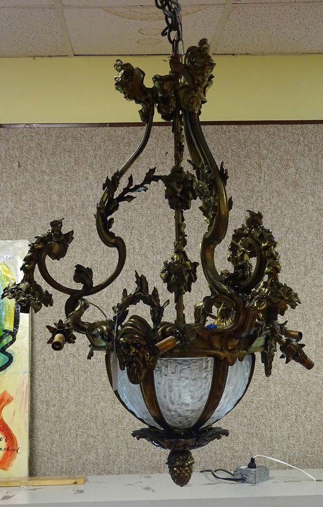 Modern Antique Style Figural Patinated Bronze 12 Light (1 of 2)