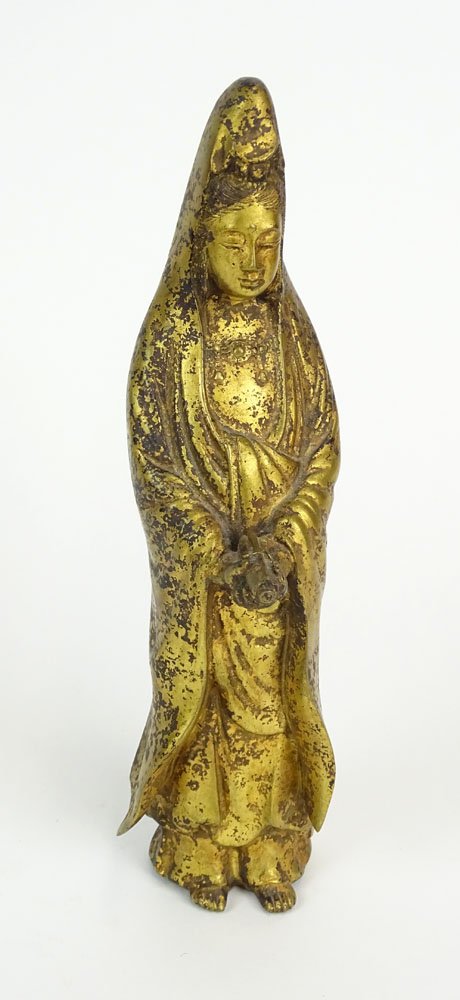 Chinese Gilt Bronze Figure of Guanyin. Unsigned. (1 of 3)