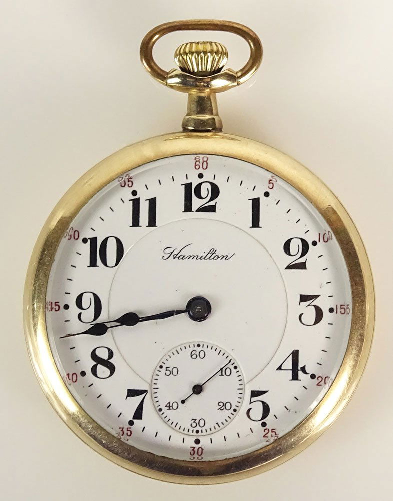 Antique Hamilton Gold Filled Pocket Watch. Inscribed on (1 of 7)