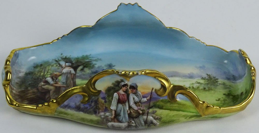 19/20th Century Austrian Hand Painted Dish. Signed. (1 of 6)