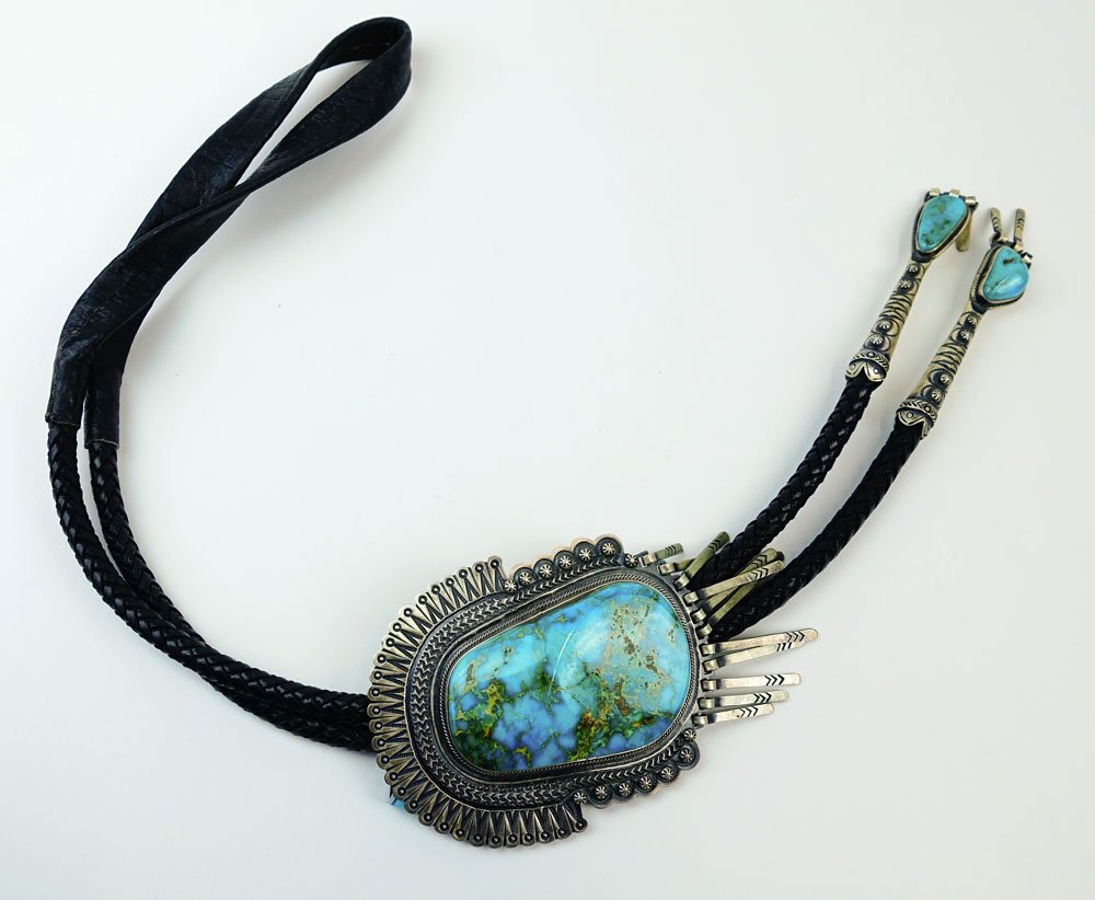 Vintage Old Pawn Sterling Silver and Large Turquoise (1 of 3)
