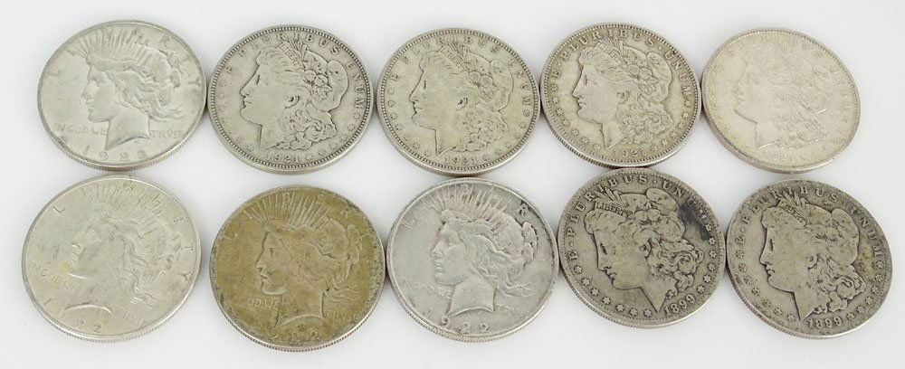 Lot of Ten (10) Morgan Silver Dollars. Includes 4-1921, (1 of 2)