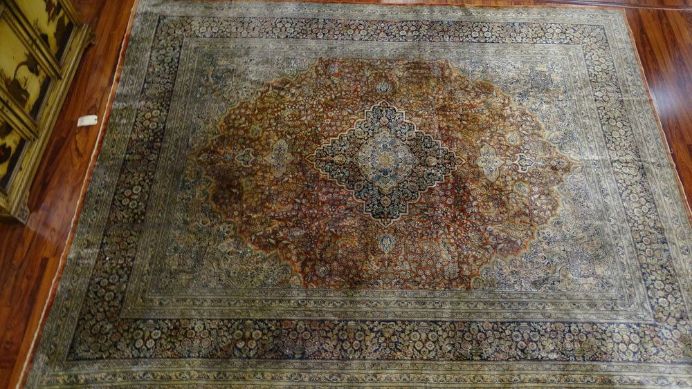 Semi Antique Silk Persian Rug. Unsigned. Good (1 of 5)