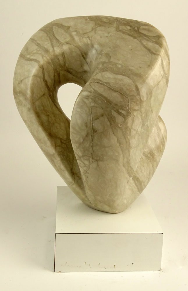 Mid Century Carved Stone Abstract Sculpture on Formica (1 of 5)