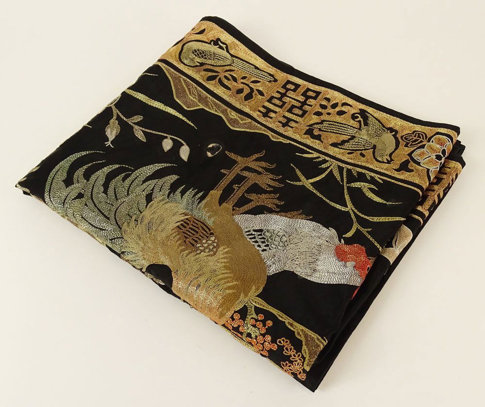 Vintage Chinese Embroidered Panel. Various Birds Motif. (1 of 3)