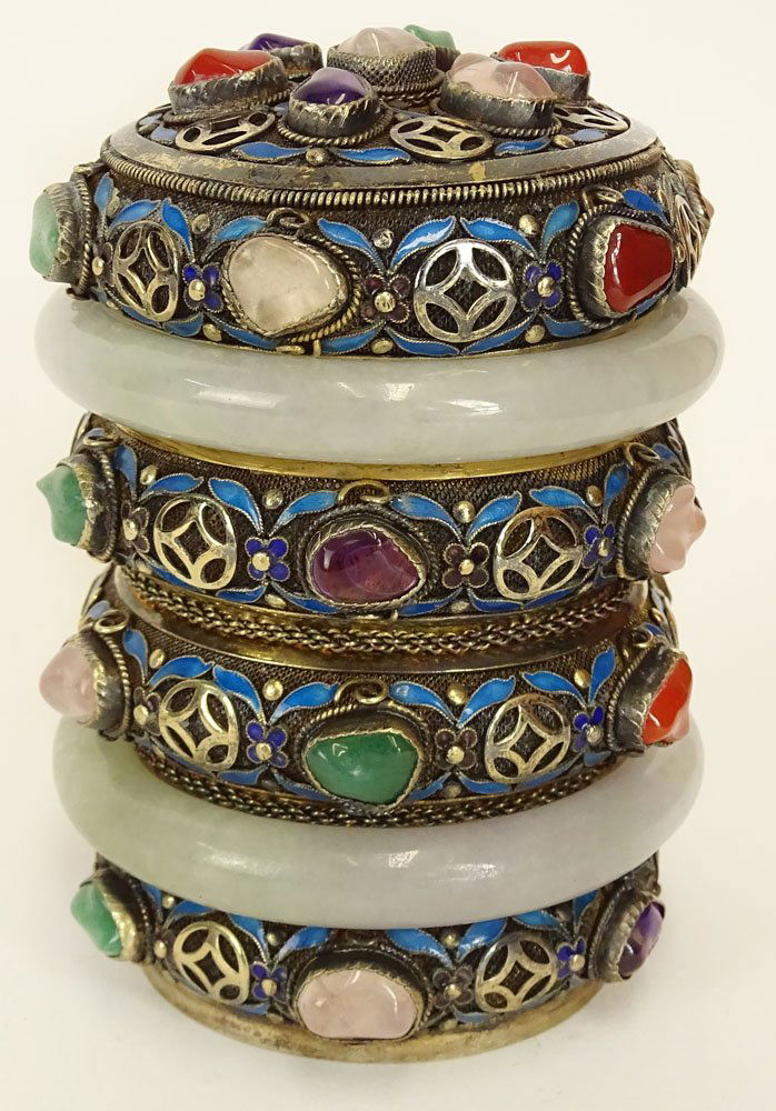 Mid 20th Century Chinese Gold Washed Silver, Jade and (1 of 6)