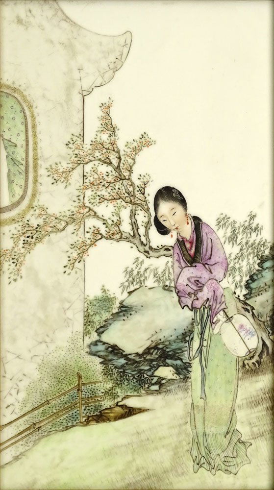 Chinese Republic period painted porcelain plaque. (1 of 3)
