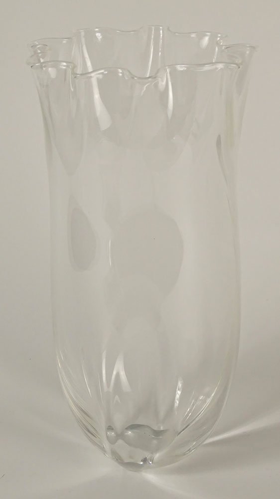Steuben Art Glass Crystal Handkerchief Clear Vase. (1 of 5)