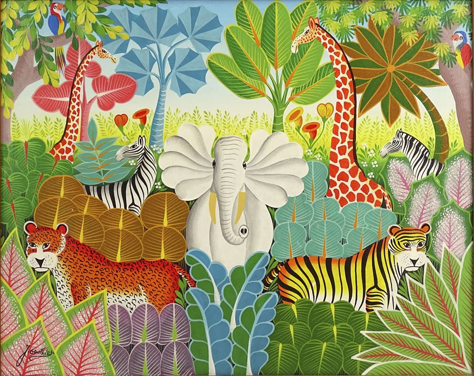 JoÃ«l Gauthier, Hattian (b.1957) Oil on Canvas "Jungle (1 of 4)