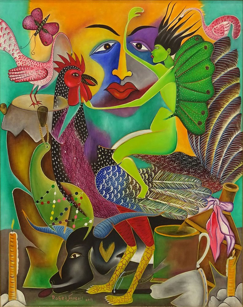 Roger Francois, Haitian (20th C) Acrylic on Canvas (1 of 4)