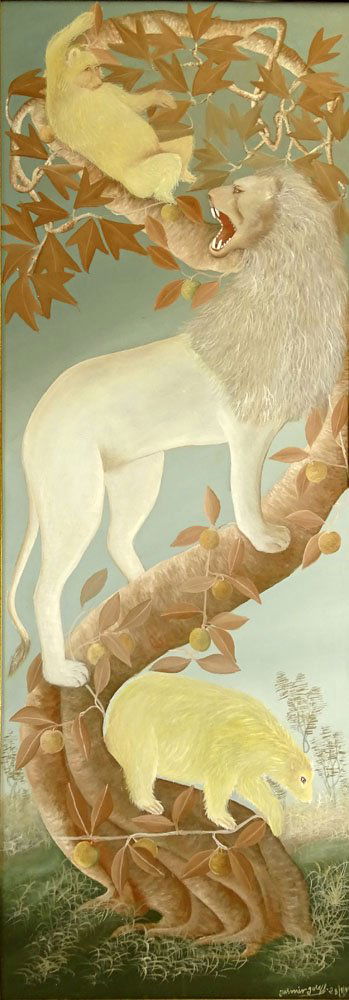 20th Century Haitian Oil painting on Canvas. "Wild (1 of 4)