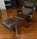 Vintage Brown Leather and Chromed Metal Recliner and
