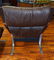 Vintage Brown Leather and Chromed Metal Recliner and - 3