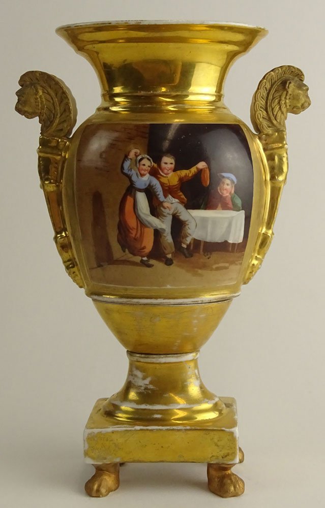 Old Paris Hand Painted Porcelain Bolted Urn. Panels (1 of 10)