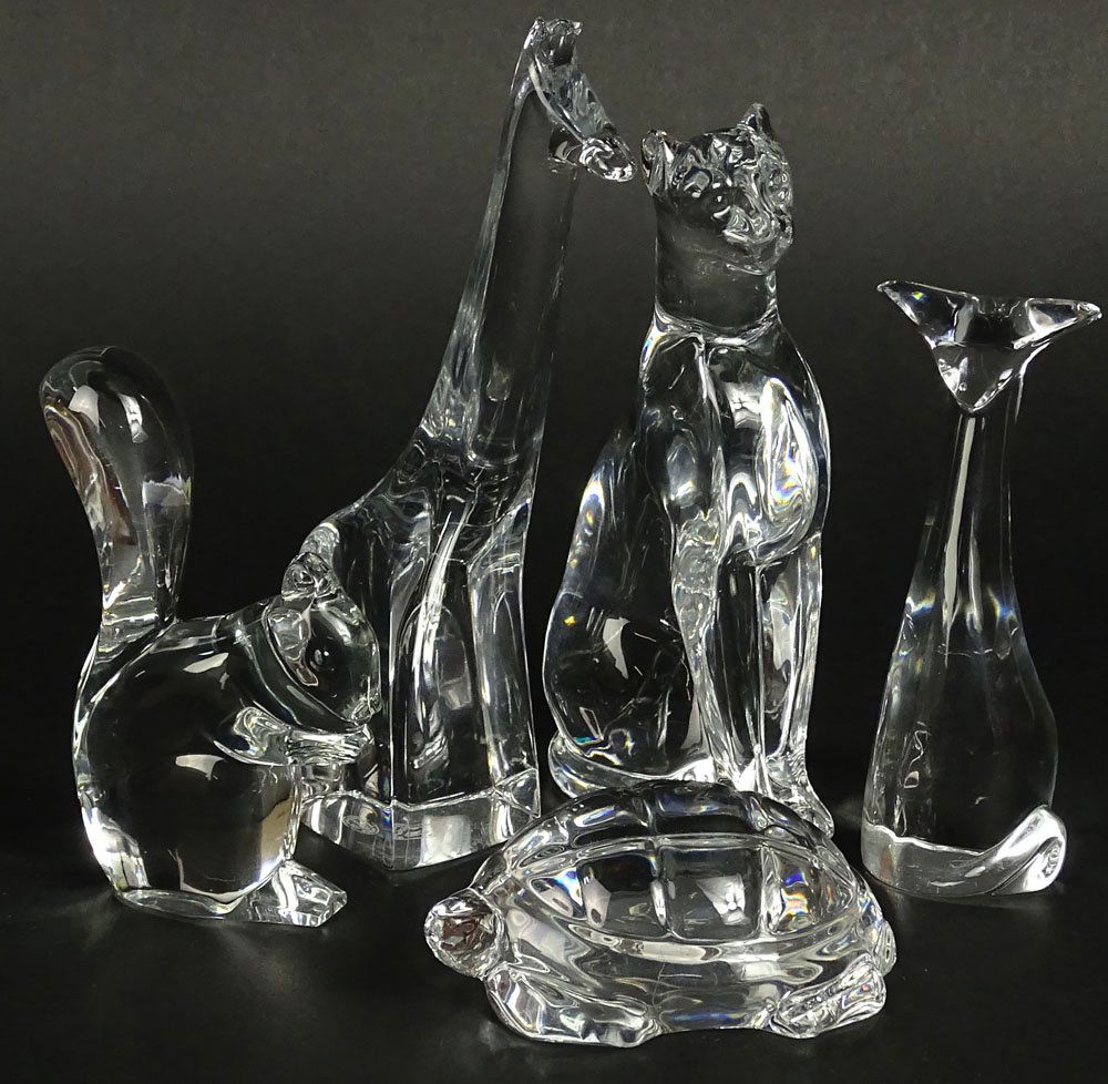 Lot of five (5) Baccarat Crystal Animal Figurines. (1 of 8)