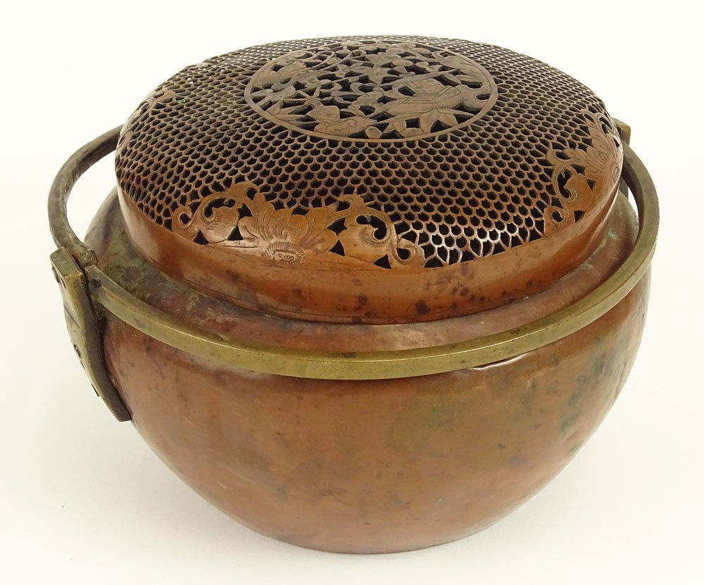 18th Century Chinese Copper Hand warmer With Cover. (1 of 4)