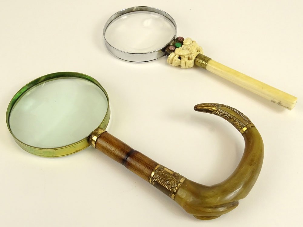 Lot of two (2) antique magnifying glasses. One with (1 of 5)