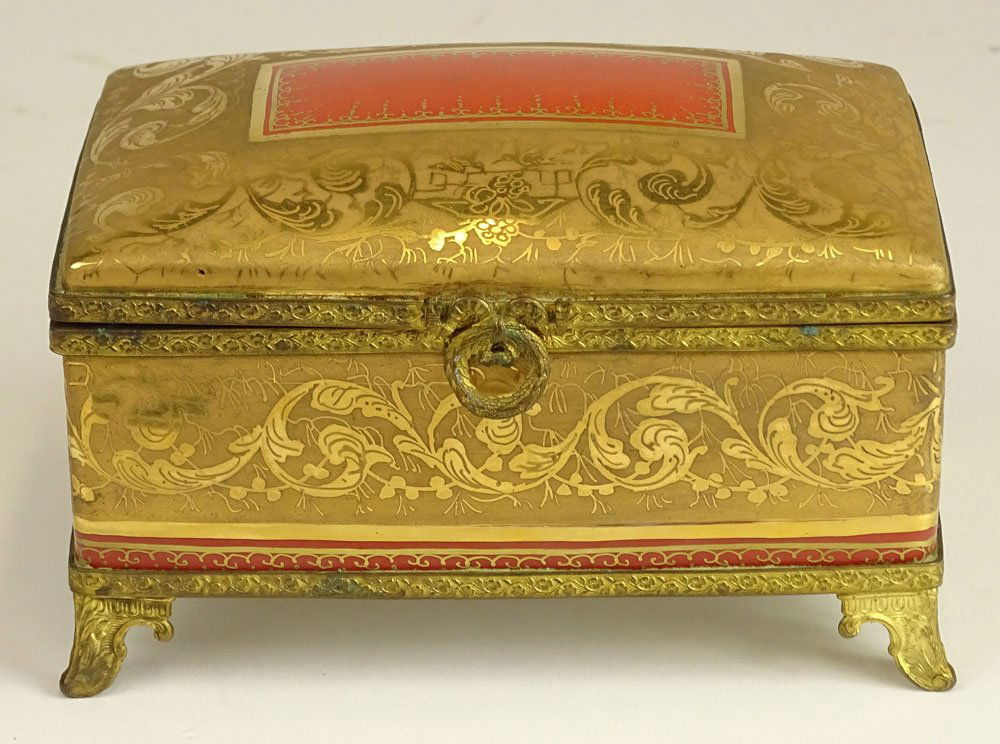 Parcel gilt decorated Limoges porcelain box. Bronze (1 of 7)