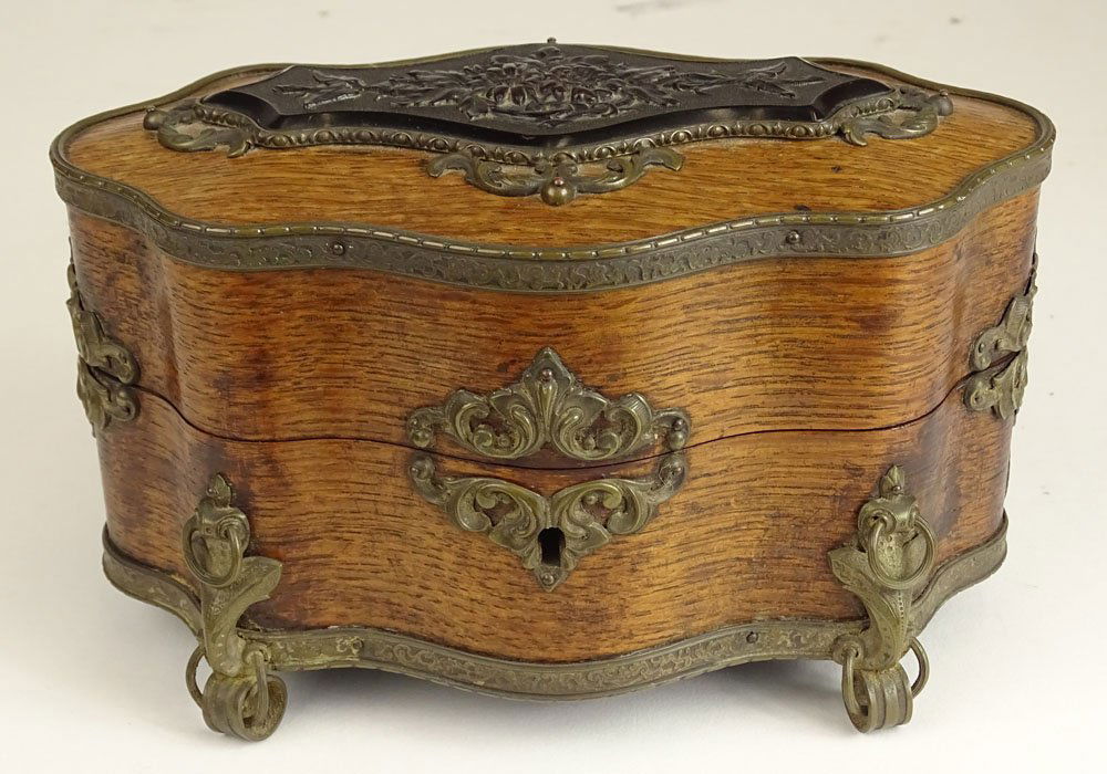 19th Century French bronze mounted wood vanity box. Top (1 of 6)