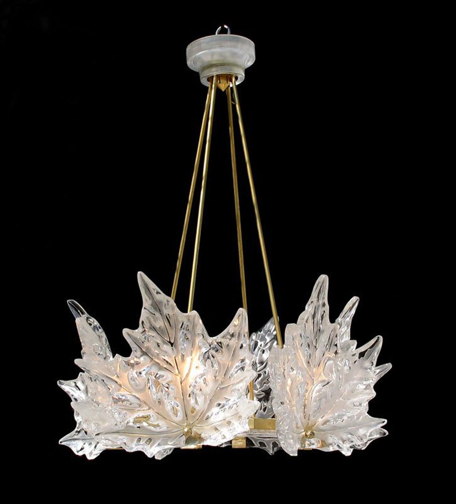Lalique "Champs- Elysees" 1 Tier Chandelier. Hexagonal (1 of 2)