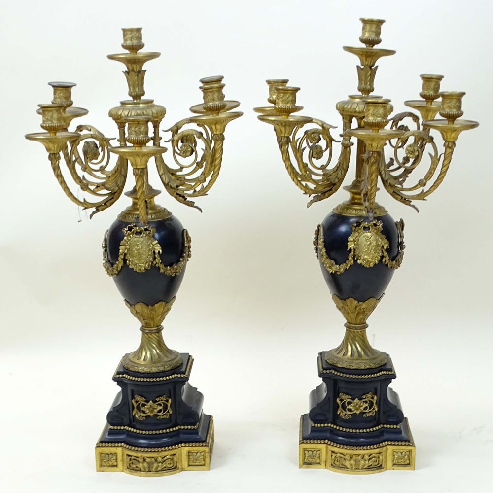 Pair of Large 19th Century Gilt Bronze and Black Marble (1 of 3)