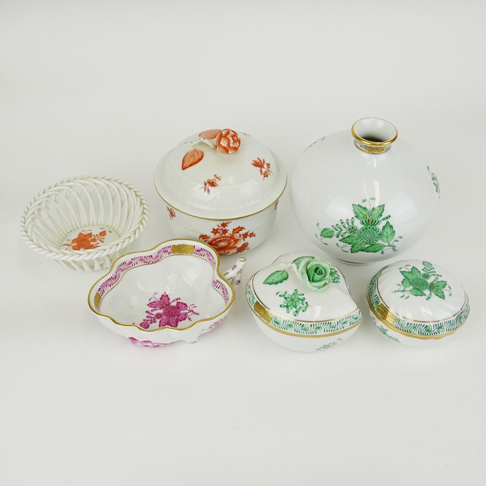 Six (6) Piece Herend Porcelain Table Top Accessories. (1 of 6)