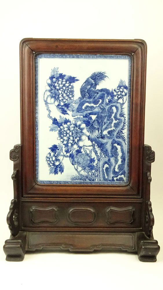 20th Century Chinese Blue and White Porcelain Plaque in (1 of 9)