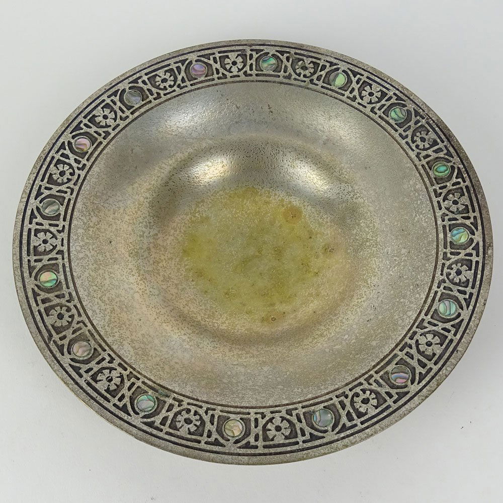 Antique Tiffany Studios Round shallow flared bowl on a (1 of 4)