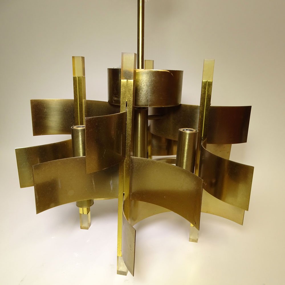Vintage Gaetano Sciolari 4 Light Chandelier. Bronzed (1 of 4)