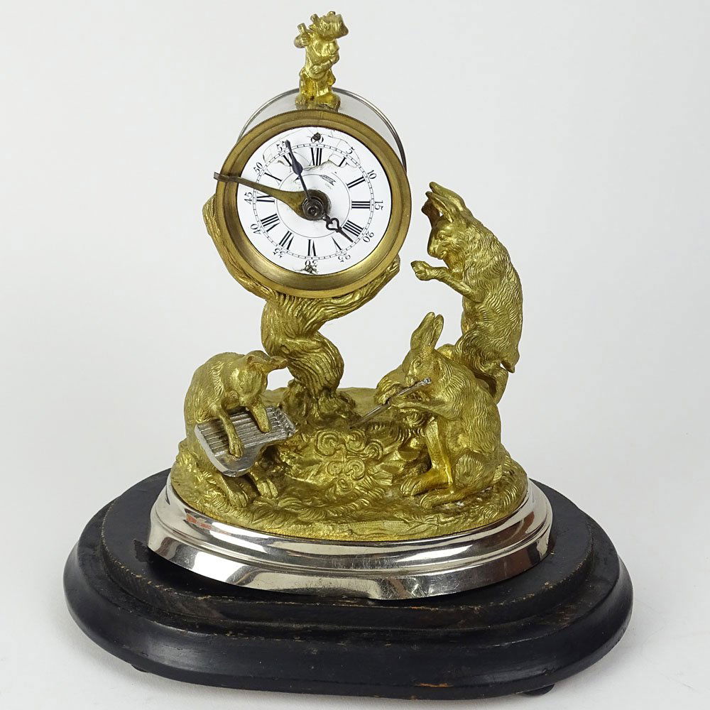 Vintage Gilt Bronze Decorative Clock "Musical Hares" . (1 of 8)
