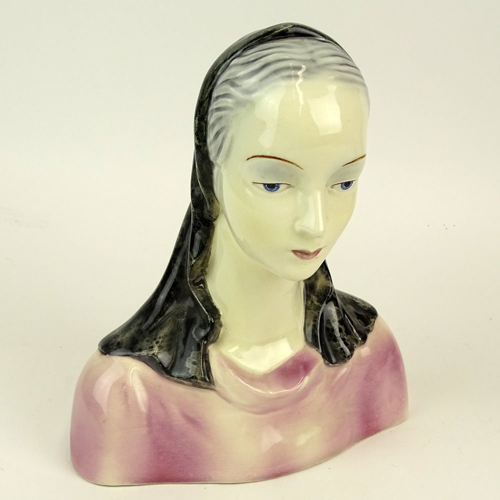 Mid-Century Goldscheider Ceramic Bust. Signed. Light (1 of 8)
