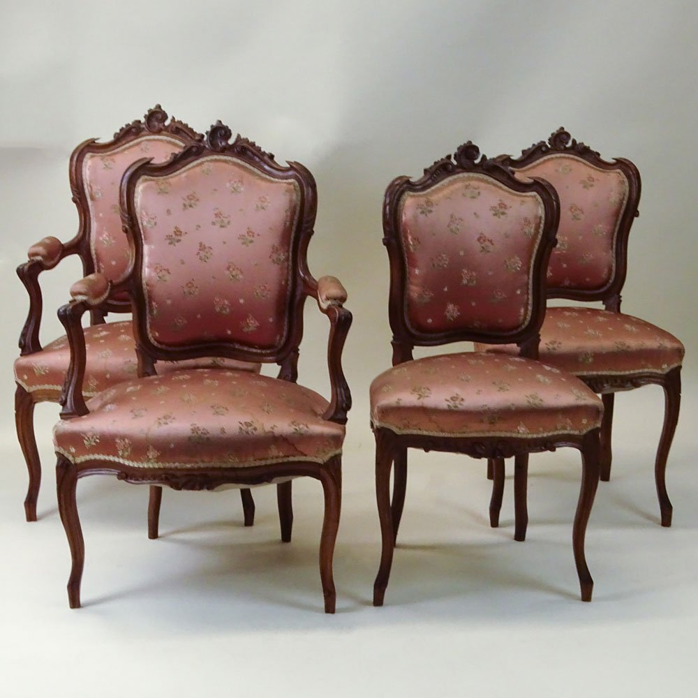 Set of Four (4) Antique Carved Chairs. Two arm chairs (1 of 4)