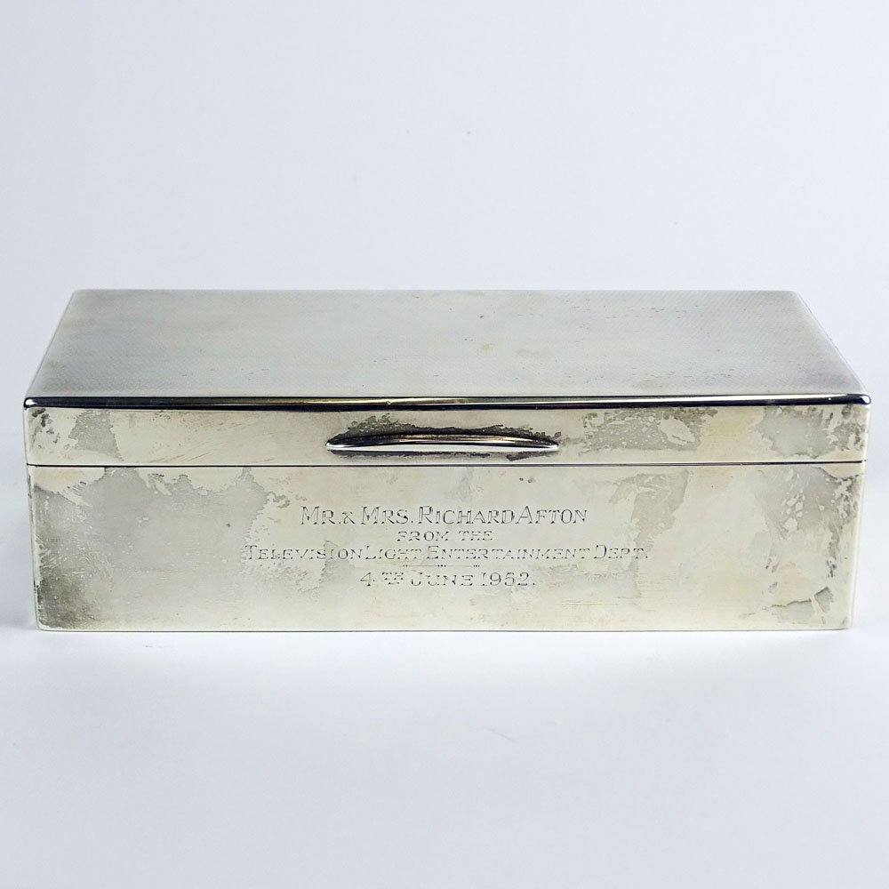 Circa 1950 English Sterling Silver Cigarette Box with (1 of 8)