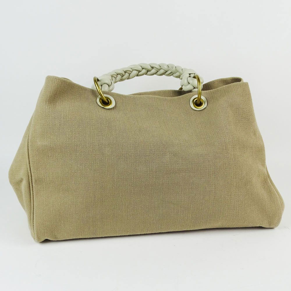 Nice Pre-Owned Bottega Veneta Canvas Tote with Braided (1 of 5)