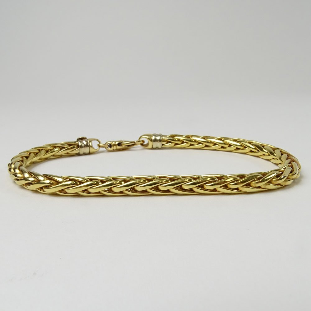 Italian 14 Karat Yellow Gold Wheat Chain Bracelet. (1 of 3)
