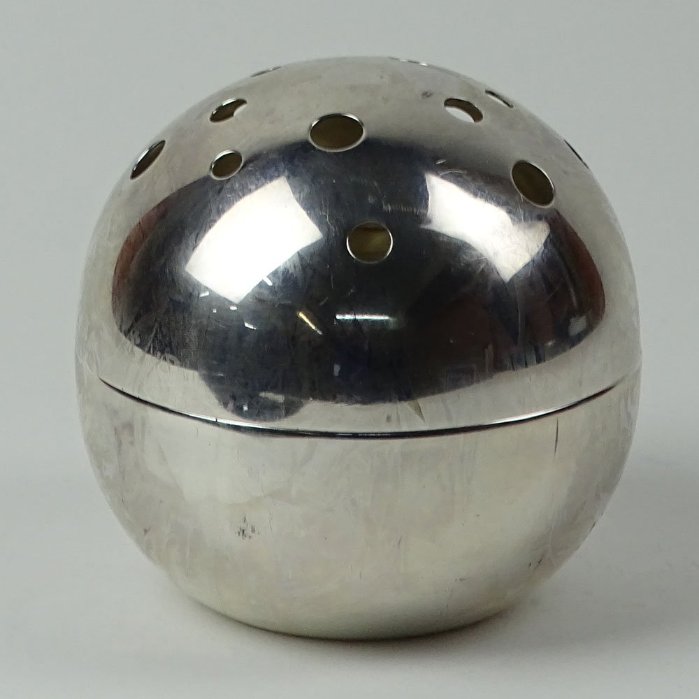 Christofle Silver Plate Round Flower Frog. Signed (1 of 5)